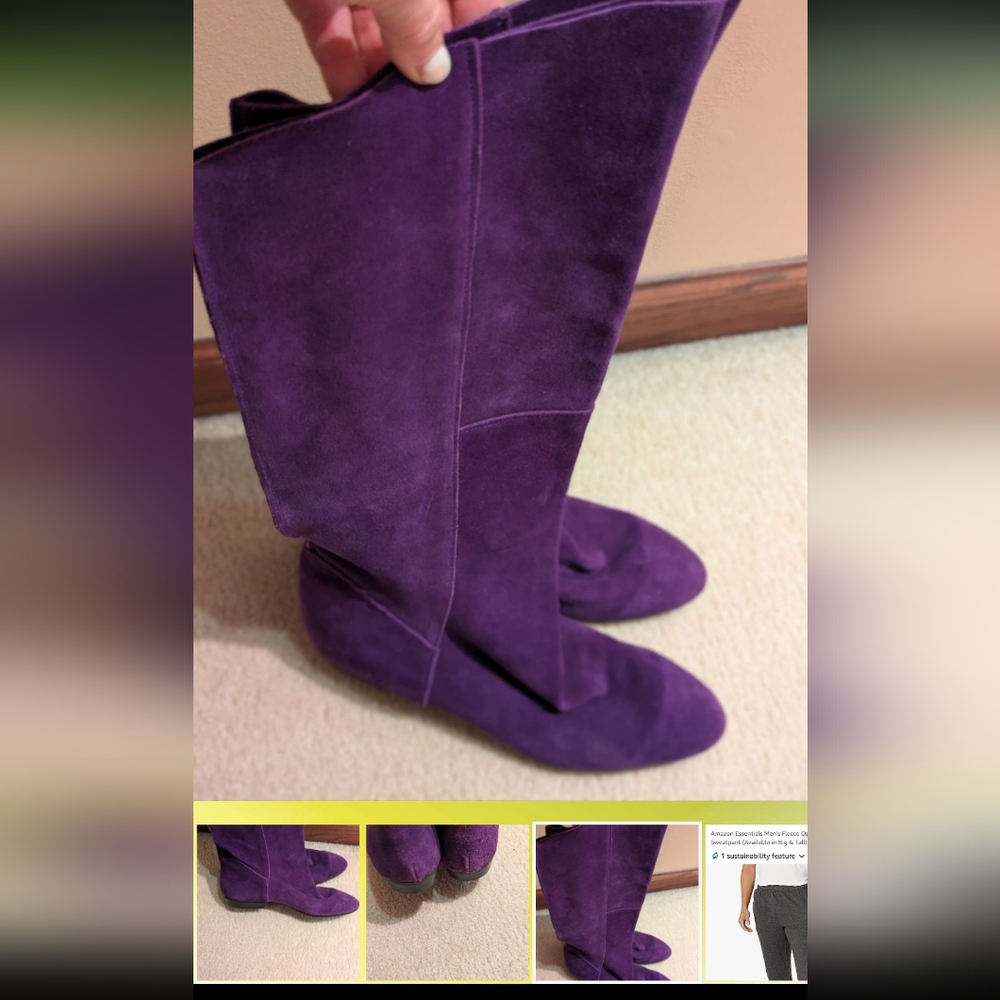 Purple Suede Leather Boots made in Italy! Mint condition!!